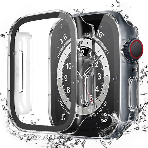 LISAMER 対応 APPLE WATCH ケース SERIES 9/8/SE/7/6/5/4 45MM アップルウォッチ用 ケース 防水 一体型 新デザイン 3D直角エッジ 超薄型 PC+ガラス素材 高透過率 対応 APPLE WATCH カバー