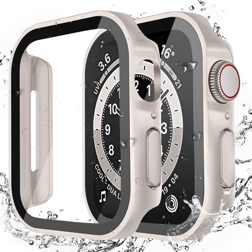 LISAMER 対応 APPLE WATCH ケース SERIES 9/8/SE/7/6/5/4 45MM アップルウォッチ用 ケース 防水 一体型 新デザイン 3D直角エッジ 超薄型 PC+ガラス素材 高透過率 対応 APPLE WATCH カバー