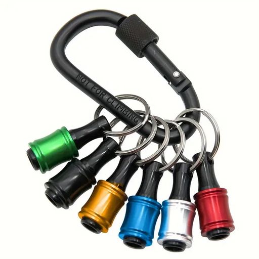 【セット内容】6本セットビット軸:6.35mm(1/4インチ)差込口対辺:六角軸6.35mm、丸軸7mm。カラビナ付き。 【高品質な素材】このドライバービットホルダーはアルミ合金製で軽量化され、耐久性と信頼性を兼ね備えています。摩耗や錆びにも強く、長期間使用可能です。 【安全で迅速な取り外し】引き上げ方式を採用し、直接工具を挿入または取り外しが可能です。片手でも操作できるため、作業性が大幅に向上します。 【持ち運びやすく】カラビナ付きでベルトや多機能ツールバッグにも簡単に装着できます。 【幅広い用途】これらの六角シャンクキーチェーンは、ほとんどの電動ドライバー、ハンドヘルドドライバー、ビットに適合し、ドリルビット、ドライバー、ビットなどの変換に最適です。