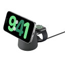 Belkin2in1MagSafe充電器最大15W高速充電ワイヤレス充電器MagSafe公式認証iPhone15/14/13/12AppleWatch9/8/7/Ultra高速充電対応USB-Cケーブル付属(1.5m)