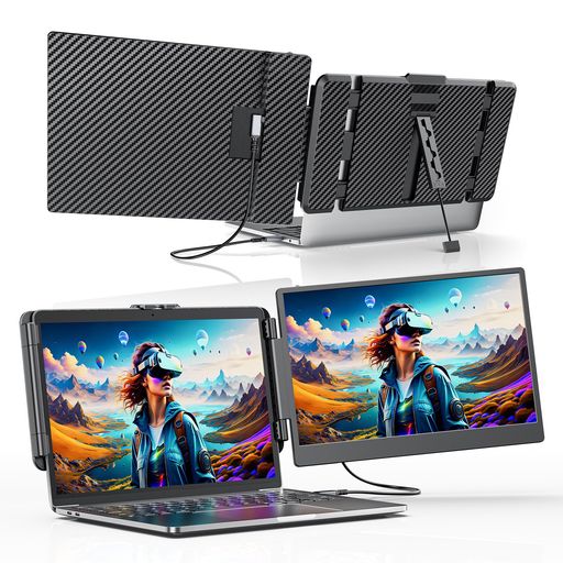 デュアルディスプレイ ダブルモニター 、120%SRGB 75%NTSC超広色域 14インチ FHDデュアルスクリーンノートパソコンディスプレイエクスパンダ、1080P デュアルディスプレイ ダブルモニター 、120%SRGB 75%NTSC超広色域 14インチ FHDデュアルスクリーンノートパソコンディスプレイエクスパンダ、1080P