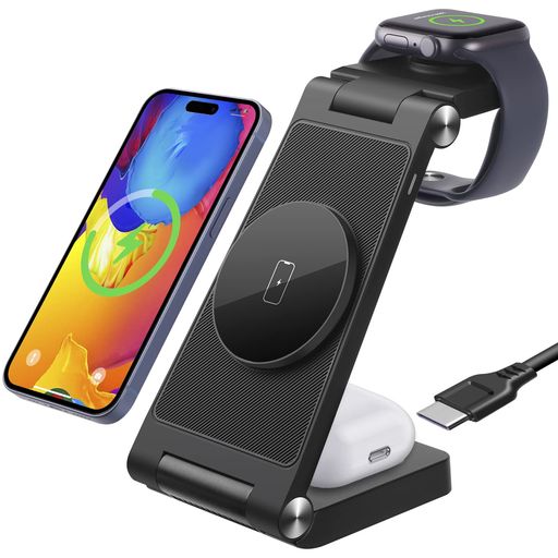 ワイヤレス充電器 3IN1 充電器 APPLE WATCH 充電スタンド 【2023最新型】APPLE 充電スタンド MAGSAFE 3IN1 IPHONE APPLE WATCH 充電器 18W急速充電 置くだけ マグネット式充電
