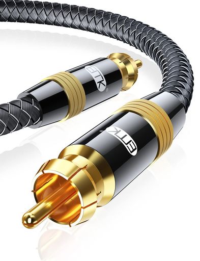 サブウーファーケーブルEMKデジタル同軸ケーブルRCA同軸オス-オスホームシアター、HDTV、スピーカー、DVDプレーヤー用(1Mブラック)