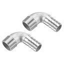 MMETERXITY2個ホースバーブ継手90度エルボーステンレス鋼20mmパイプコネクタ水燃料用G3/4オスパイプ