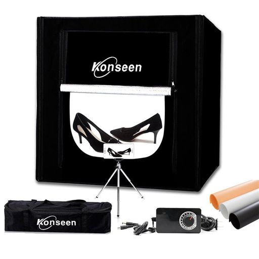 KONSEEN撮影ボックス60X60X60CM撮影キット光度調整可能192個5500KLEDライト付きプロな撮影ブース写真撮影ボックス3枚PVC背景布1枚柔光布付き収納ケース付き簡易スタジオ