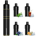 EONFINE電子タバコVAPEベイプ新フレーバー4個付きべいぷ本体約7000口吸引可能水蒸気タバコ禁煙グッズ電子たばこ爆煙ニコチンタール無しブラック