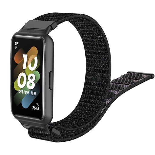 [ROSOKI] HUAWEI BAND 7 対応 バンド ナイロンバンド ストラップ スポーツストラップ 軽量 柔軟性 調節可能 速乾性 耐汗性 ファッション 交換ベルト ベルクロバンド HUAWEI BAND 7 対応 ブラック