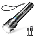 REHKITTZLED懐中電灯強力LEDライト充電式超高輝度1600ルーメンフラッシュライトハンディライト【2200mAh充電式大容量バッテリー内蔵】長時間の待機可能電量表示アルミ合金懐中電灯小型防滴…