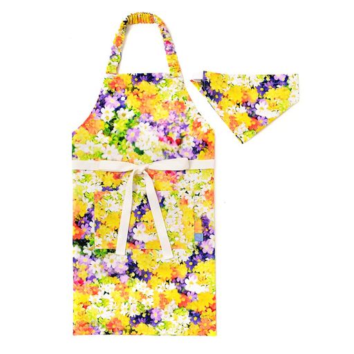 COLORFUL CANDY STYLE 子供用 キッズエプロン 女の子 三角巾 セット 小学生 着脱簡単 130-160 オレンジイエロー N1249130