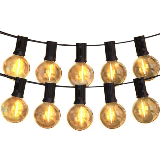 LEDストリングライト防雨型11.5m24個電球G40E12口金電球色PC素材破損しにくい屋内/屋外照明誕生日パー..