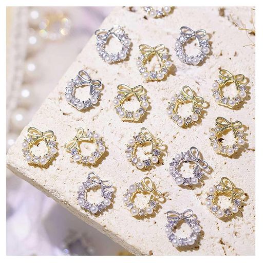 ネイルパーツクリスマスリース40個セット3D立体クリスマスリースネイルパーツネイル用輝くそしてゴール..