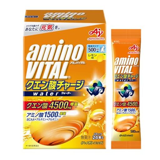 アミノバイタル味の素クエン酸チャージウォーターレモン味24本入箱クエン酸4500mgアミノ酸1500mgBCAAス..