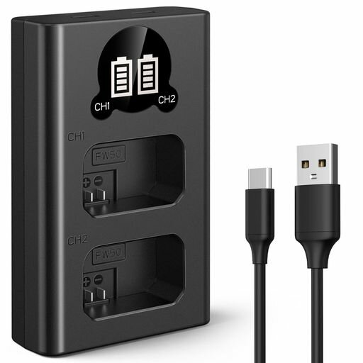 K&FCONCEPTNP-FW50充電器カメラNPFW50バッテリーチャージャー電池残量表示Sony対応カメラ電池充電器ソ..