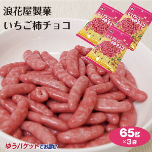 メール便 新潟 お土産 浪花屋製菓 いちご柿チョコ65g×3袋 新潟みやげ おみやげ 名物 柿の種 チョコ コーティング 苺 いちご