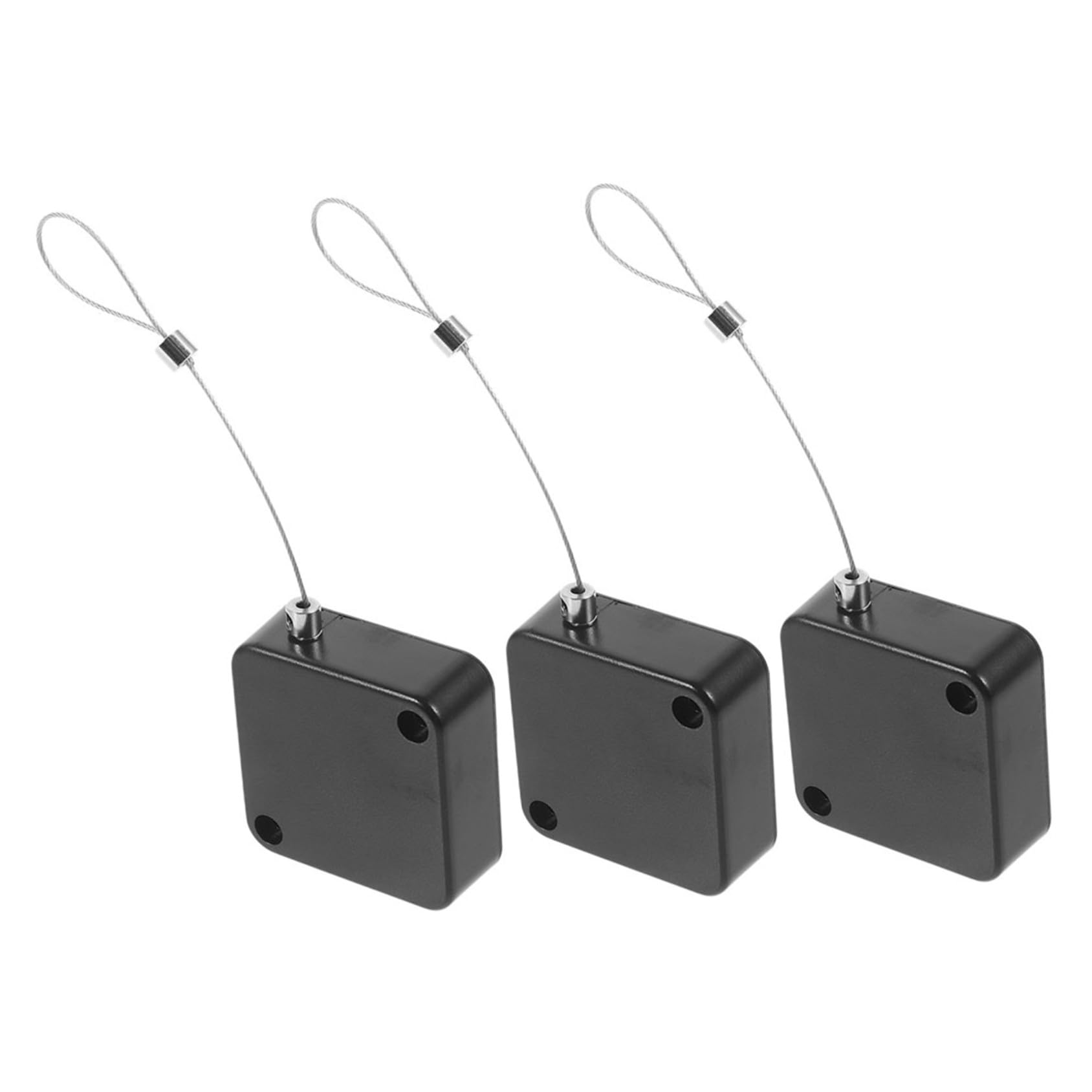 3個防盗拉线盒 セキュリティワイヤーロック 自動伸縮式 スチールケーブル テザー錠付き 盗難防止用 多..