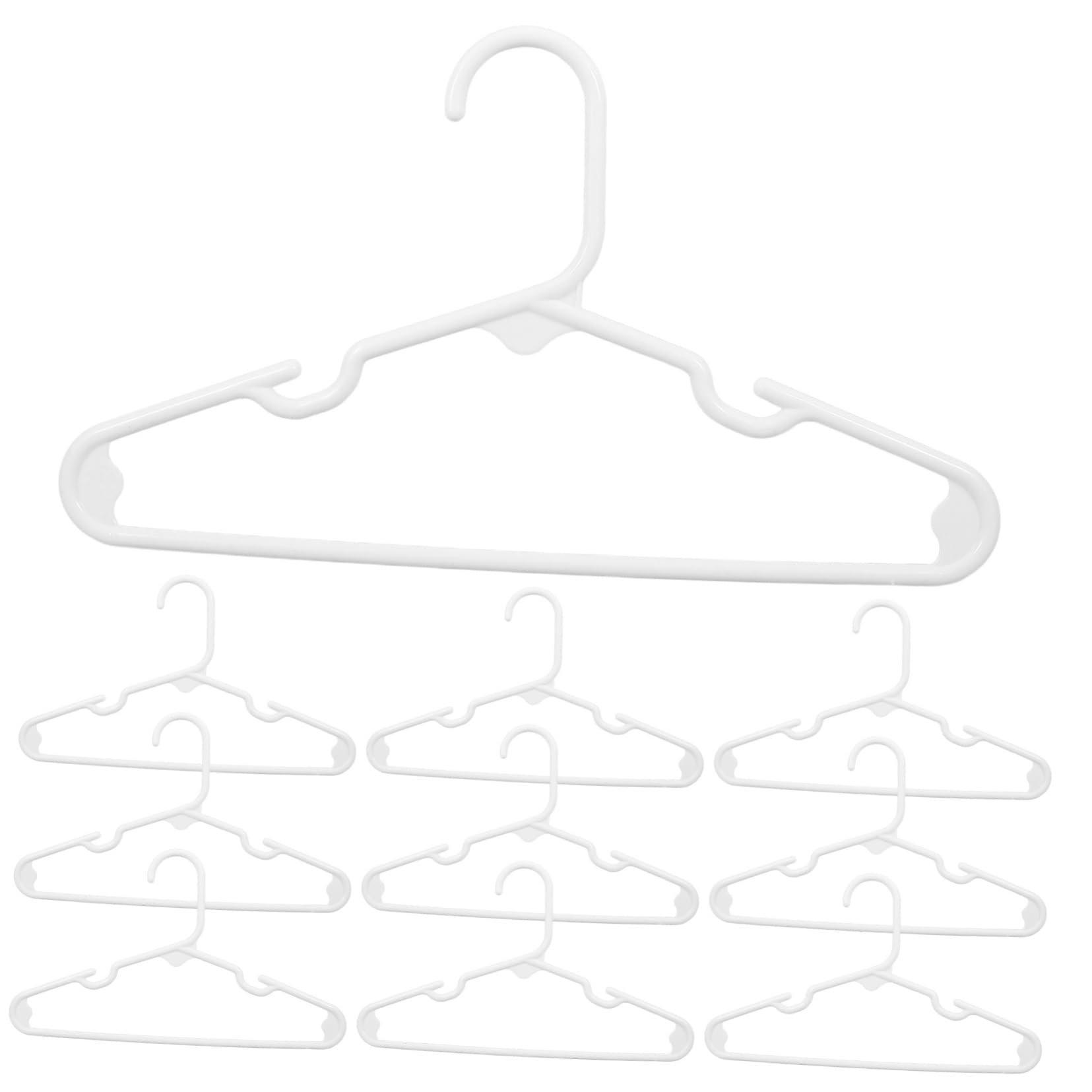 10個子供用ハンガー 滑り止め設計 省スペース収納 幼児衣服整理用 おしゃれなホワイト