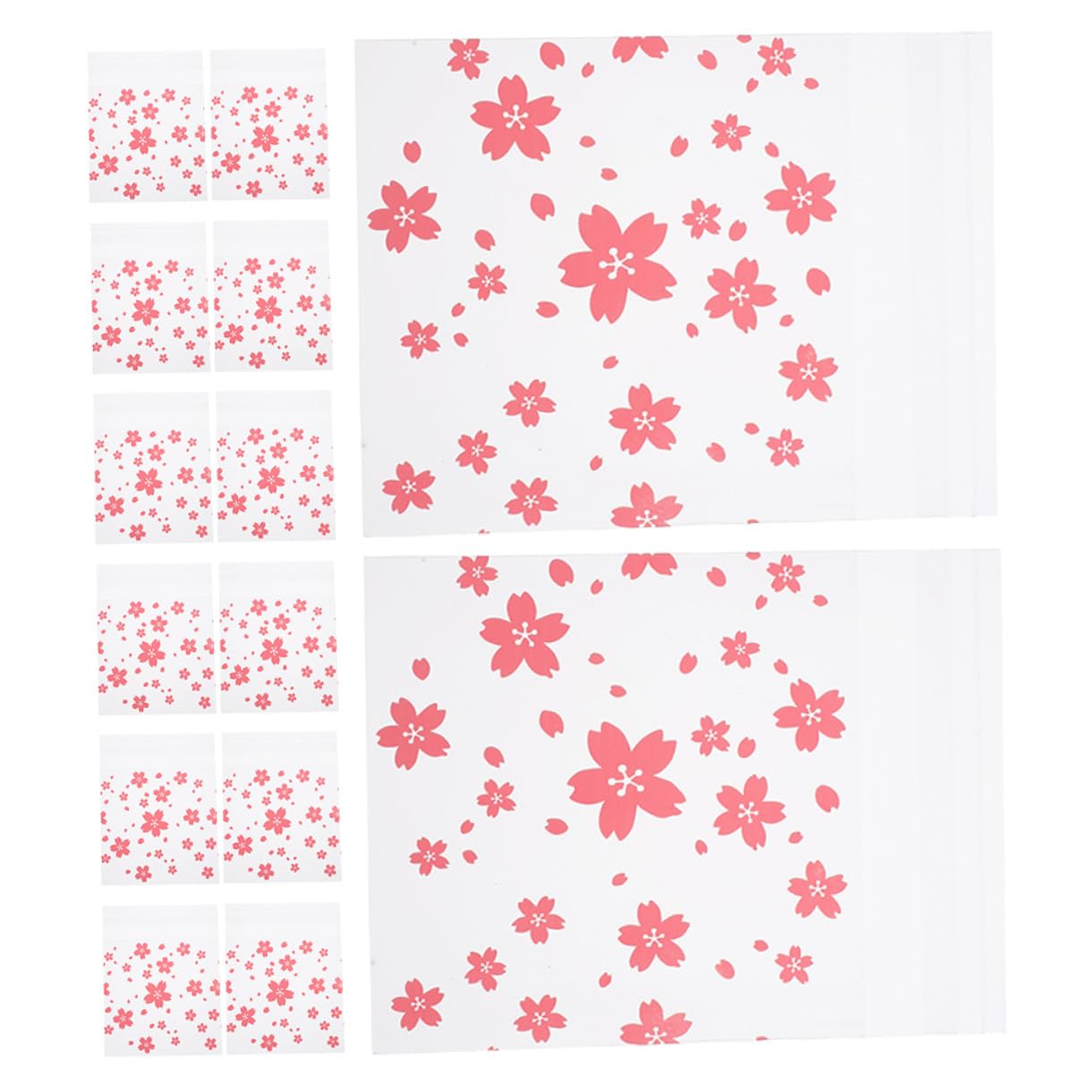 L 200個 桜柄セロハン袋 入り 自己粘着プ 耐久性素材 再封可能 菓子 パン スナック包装用 バレンン 誕..