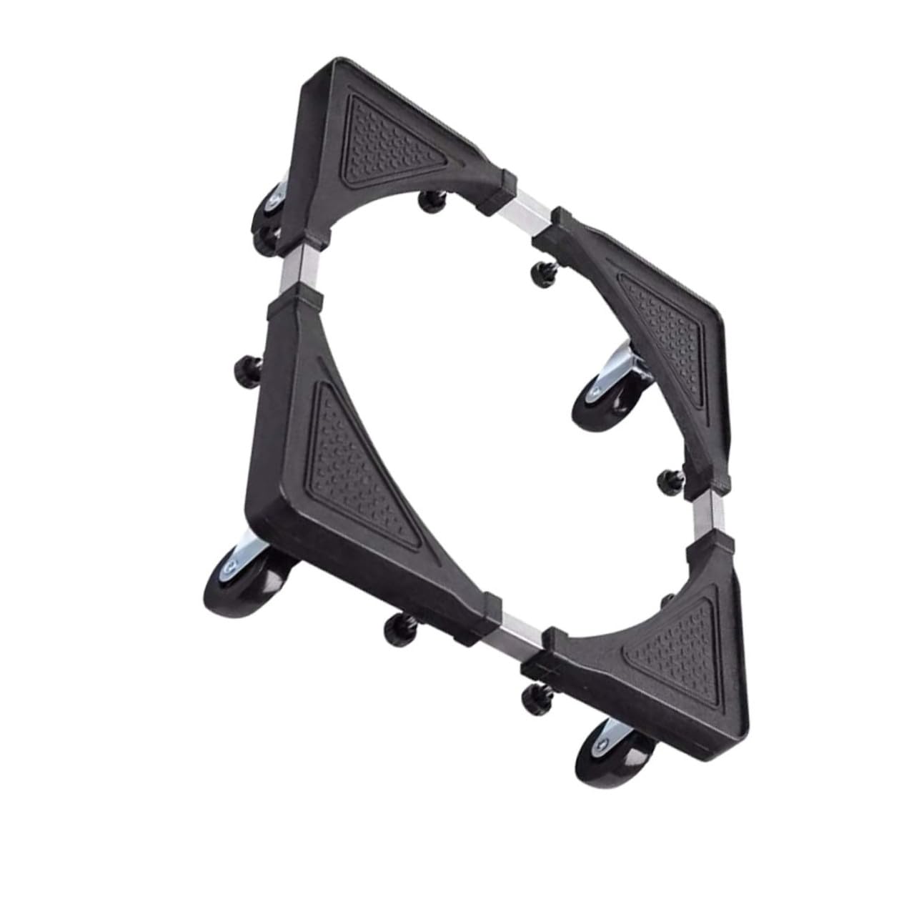 楽天ゆめのマルシェ企画調節可能なステンレス製洗濯機冷蔵庫ベース台 キャスター付き移動可能台座 防振パッド搭載 家電用収納ラック付き