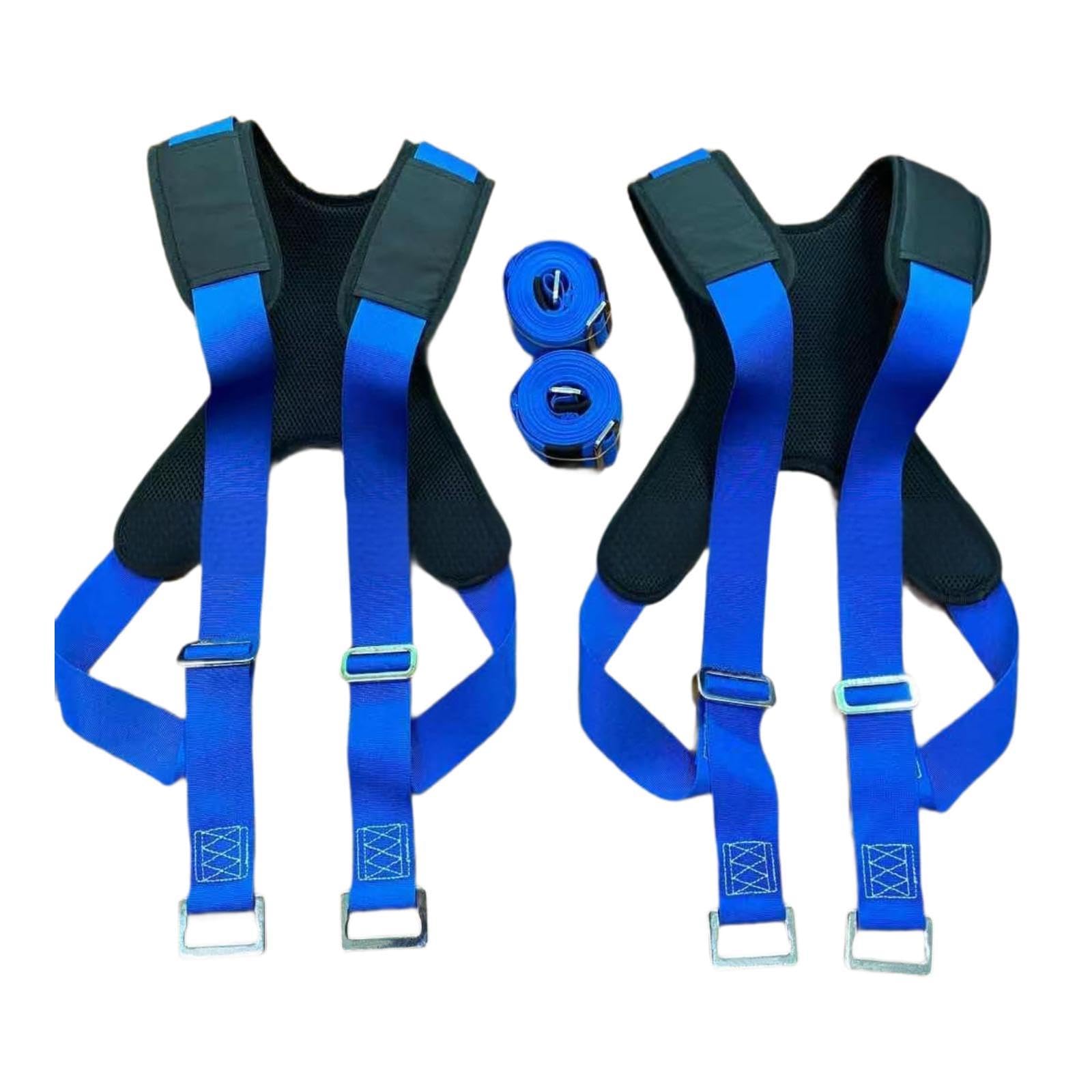 楽天ゆめのマルシェ企画家具移動ストラップセット 調節可能なハーネス 実用的なショルダーリフティングストラップ 家電製品の移動用 冷蔵庫、ブルー