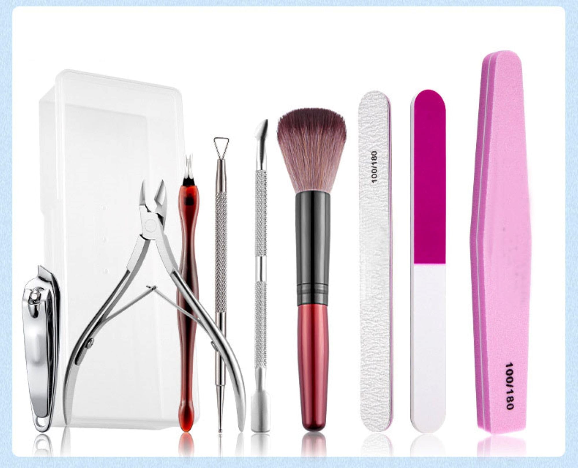 マニキュアツールキット、ネイルファイル、キューティクルプッシャー、ネイルポリッシュリムーバー、ネ..