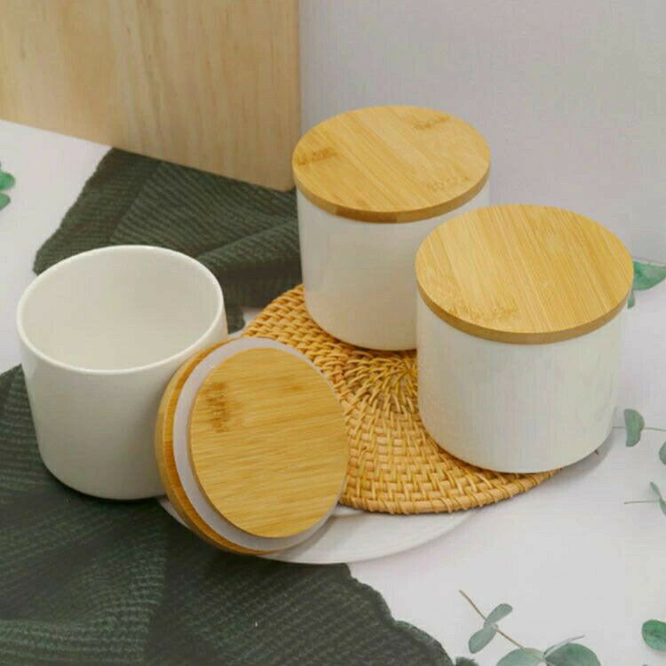 6個セット キャニスター 丸 保存容器 密閉 陶器 木蓋付き 520 お塩 砂糖 容器 保存容器 ストッカー セラミック 瓶 ホワイト 白 北欧 おしゃれ 木目 フタ付き パッキン付き 調味料 コーヒー豆 茶葉 ポット 密閉保存容器 シュガーポット ソルトポット 調味料ポット