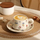 美しい 花柄 マグカップ&プレート 白陶器 コップ カップ マグ ソーサー セット 洋食器 コーヒー 紅茶 レストラン 北欧 食器 皿 レトロ 和食器 ナチュラ...
