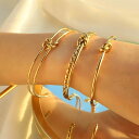 バングル つけっぱなし 金属アレルギー対応 18K コーティング レディース ブレスレット ぷっくり 大人 かわいい シンプル 上品 エレガント ジュエリー ゴールド シルバー 送料無料 プチプライス高見えさびない(4)