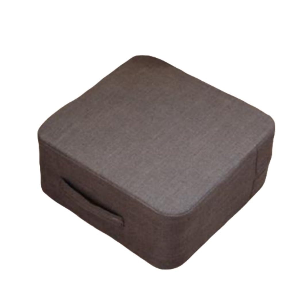 リネン布団クッションフロア取り外し可能で洗える増厚日本の正方形リビングルームベッドルームなよなよした男畳コーヒーテーブルロースツール (ベージュ,40*40*18)