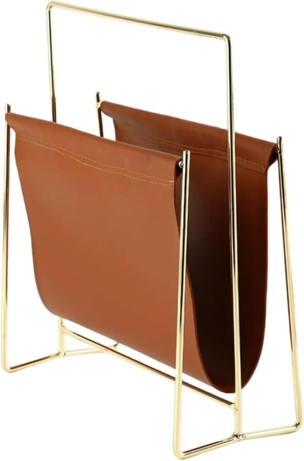 金属製レザーマガジンラック ホームデコレーション 新聞ラック 本収納ラック 小型本棚 ハンモック 新聞収納ラック 雑誌収納ラック ブラウン本収納ラック