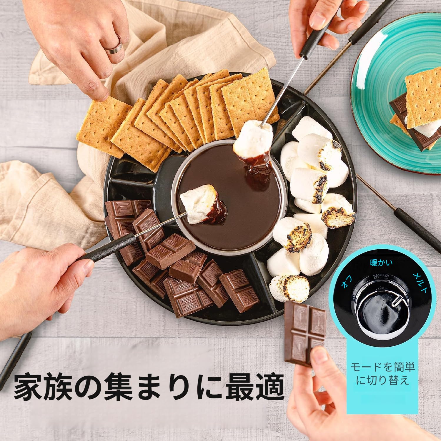 []チョコレートファウンテン マシン 電動チョコレート チーズ フォンデュ ソース メーカー メルティング ポット定温 6 本のフォーク付き とろけるチーズ ケソ パーティー 集まり 結婚式 誕生日用キャンディー