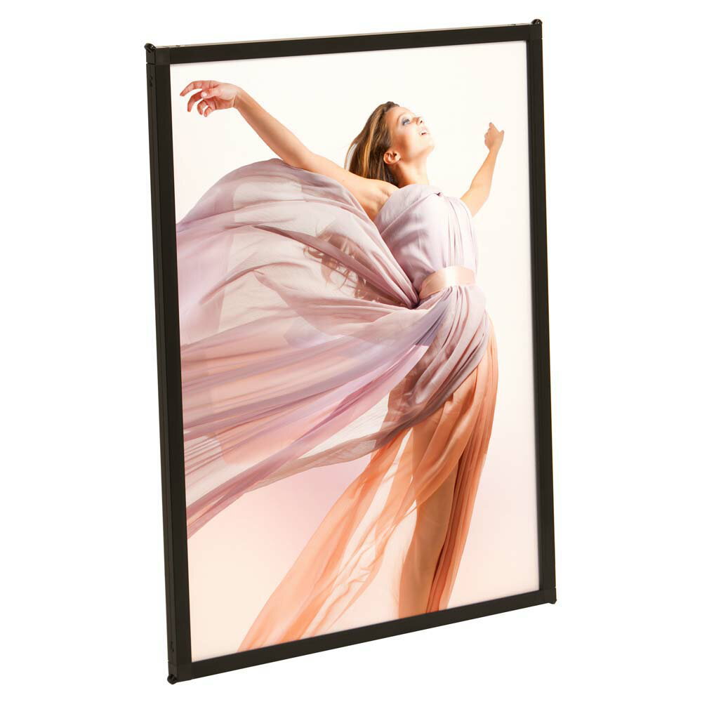 ポスターフレーム SOFKEN ソフケン マルチパネル B2 ブラック 透明板 (片面) アルミフレーム