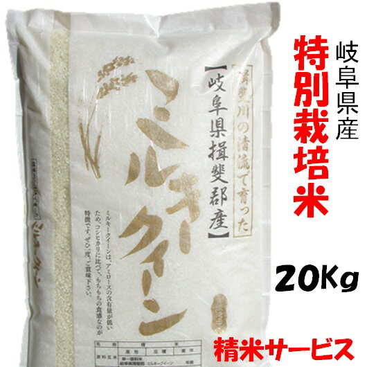 令和1年　新米【特別栽培米】岐阜県産ミルキークイーン 玄米20Kg （10Kg×2）...