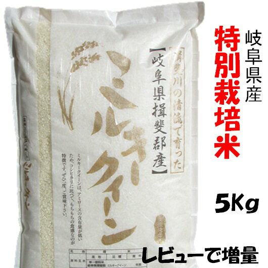 令和1年　新米【特別栽培米】岐阜県産ミルキークイーン 玄米5Kg（レビューで次回増量）白鳥ファーム【送料無料】北海道/沖縄/離島は追加送料