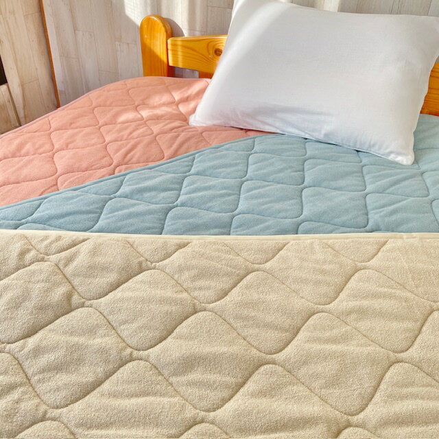 敷パッド シングル 日本製 綿パイル 抗菌 防臭 東レ セベリス オールシーズン サラサラ 肌触り良い しっかり吸収 ゴム付き 取り付け簡単 洗濯機丸洗い可能 タオル生地 ピンク ブルー アイボリー 100×200センチ 新生活 選べる三色