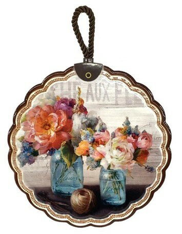 ロープ付き花柄鍋敷き