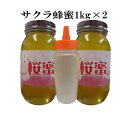 【まとめ買い】【送料無料 はちみつ】非加熱 生はちみつ 国産 純粋サクラ蜂蜜1kg×2(詰め替え容器付き)【宇和養蜂】【養蜂場直送】【国産】