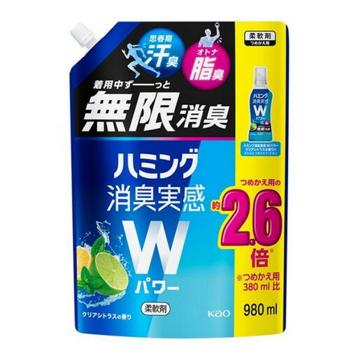 《花王》 ハミング消臭実感Wパワー クリアシトラスの香り スパウトパウチ 980mL 《花王》 ハミング消臭実感Wパワー クリアシトラスの香り スパウトパウチ 980mL