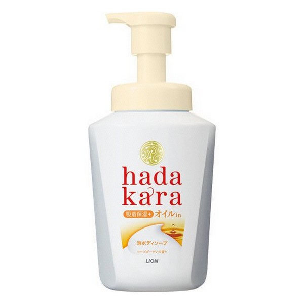 《ライオン》 hadakara ハダカラ ボディソープ 泡で出てくるオイルインタイプ ローズガーデンの香り 本体 530mL