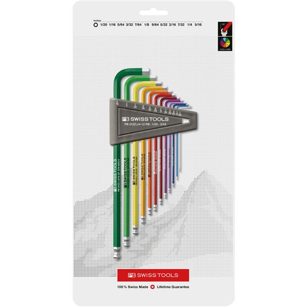 PB SWISS TOOLS ピービースイスツール イス バーチェア 椅子 カウンターチェア ズ 12本組 レインボーシリーズ インチサイズ ボール付ロング六角...