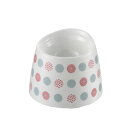 ワンちゃんの高さがある食器 SS 水玉 (犬用品/食器) 高級陶器のような触感で、愛犬のための特別な食器 小型犬にぴったりの高さ調節可能なSSサイズ 可愛らしい...