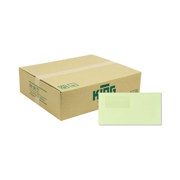キングコーポレーション 窓明No.4 Hiソフトカラー封筒 洋0(洋長3) アラビア 100g/m2 〒枠なし カマス貼 ウグイス120804 1ケース(100...