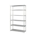 ステンレスシェルフ 整理 収納 棚 キャビネット 46×120cm 6段・H210cm 組立式 ステンレス製の120cm×46cmの6段階段式シェルフ 棚 キャ...