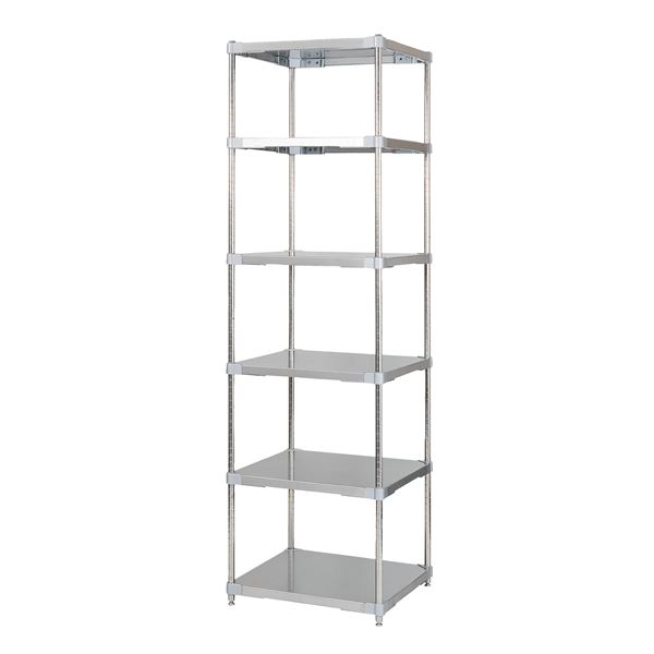 ステンレスシェルフ 整理 収納 棚 キャビネット 60×60cm 6段・H210cm 組立式 ステンレス製の60×60cmのシェルフ 棚 キャビネット が6段、高さ210cmで組み立て式 整理 収納 力抜群の大型 大きい シェルフ 、使い勝手抜群の頼れる整理 収納 家具