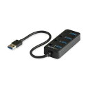 StarTech.com 4ポートUSB3.0ハブ USB-A×4口 オン/オフ・スイッチ付き ブラック HB30A4AIB1個 黒 4つのUSB-Aポートを搭...