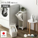 隠せる ランドリーラック スリム2段 幅約22cm アイボリー 日本製 国産 ランドリーボックス サニタリー整理 収納 洗濯用品 完成品 乳白色 プライバシーを...
