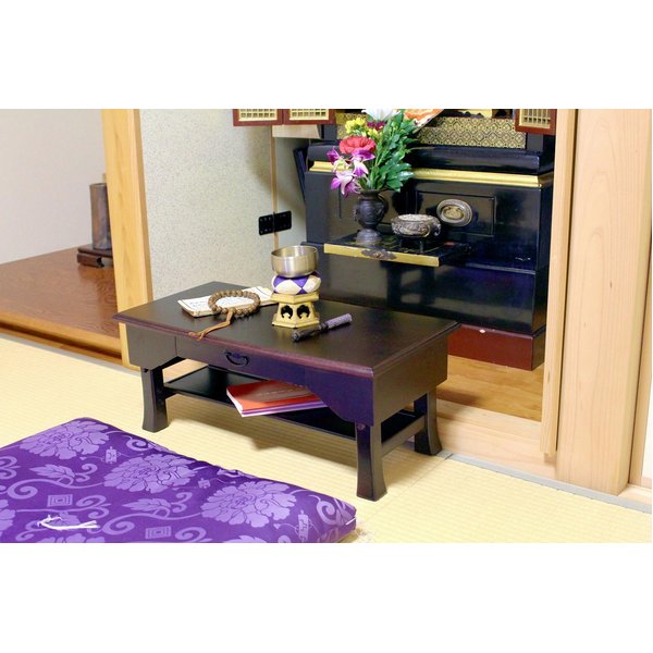 桐製折りたたみ便利机 テーブル 引出付き 折りたたんで整理 収納 も便利な桐製デスク (テーブル 机) 、..