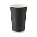 紙コップ エコ断熱カップ16オンス(480ml) ブラック 1セット(500個:25個×20パック) 黒 断熱効果抜群 二重構造で冷たさキープ ブラックカラーの...