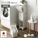 隠せる ランドリーラック スリム3段 幅約22cm アイボリー 日本製 国産 ランドリーボックス サニタリー整理 収納 洗濯用品 完成品 乳白色 プライバシーを...