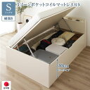 シングルベッド アイボリー 〔お客様組み立て〕 整理 収納 ベッド 通常丈 シングル 跳ね上げ らくらく 式 横開き ロータイプ 低い 深さ30cm 3ゾーンポ...