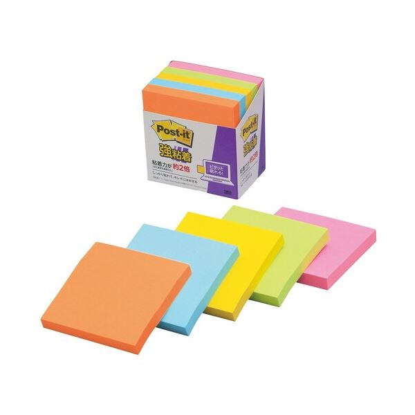 【まとめ】 スリーエム ジャパン Post-it 654-5SSAN 強粘着 75mm*75mm 蛍光 【×2セット】 強力な粘着力で光る 75mm*75mmの...